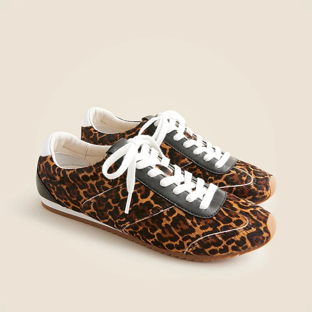J.Crew Rec sneakers in leopard-print calf hair Size 8